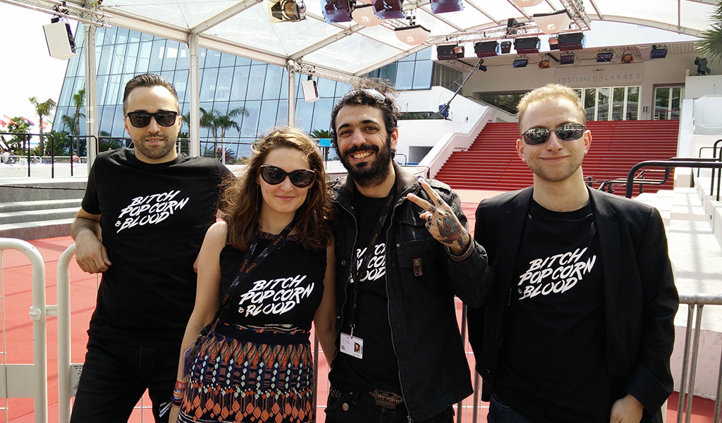 Bitch, Popcorn & Blood team at Cannes Festival 2015 : Fabio Soares, MIke Zonnenberg, Maxim Peignet & Déborah Maufroy.